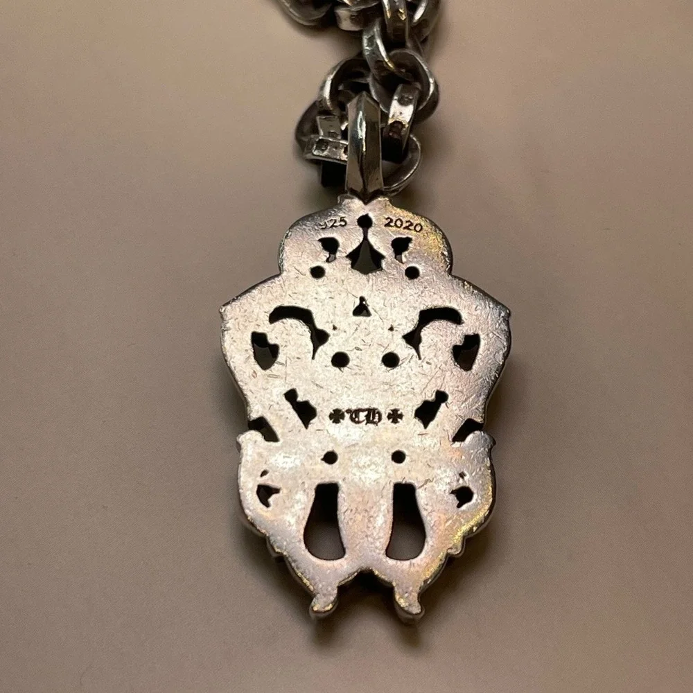 Chrome Hearts Vine Dagger Pendant and 24 Inch Paper Chain Necklace Sterling 925